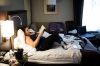 Contestant Marissa Strock, in a Maryland hotel, brushes up on her U.S. history in preparation for the competition. She lost her legs in Iraq after her vehicle was in hit by an IED.  