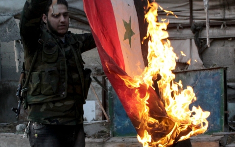 SyriaRebelBurningFlag