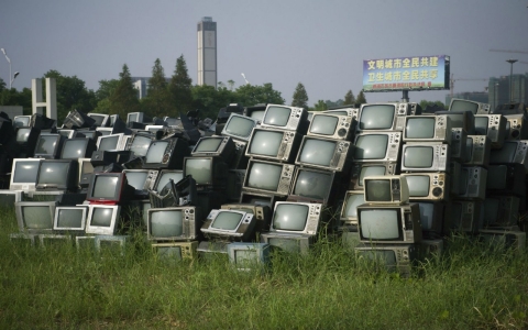 outdated CRT (Cathode Ray Tube) TV sets