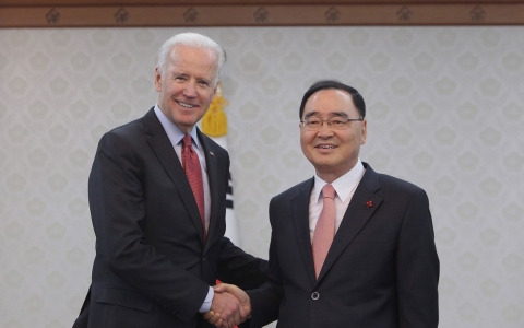 Vice President Joe Biden speaks at the Yonsei university in Seoul, South Korea. Vice President Biden has been visiting Japan, China and South Korea this week. 