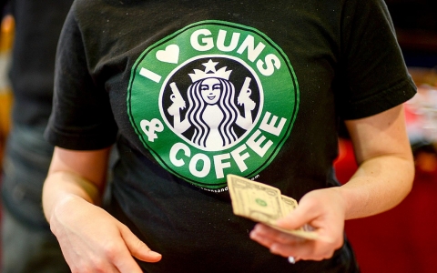 I love guns and coffee starbucks Travel mug