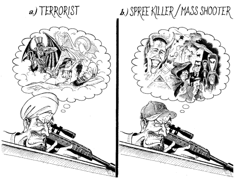 What exactly is the difference between spree killers and terrorists?