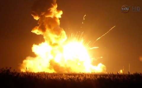 Thumbnail image for NASA’s unmanned Antares rocket explodes on launch