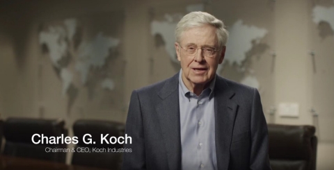 Charles Koch appears in a video promoting a partnership between Koch Industries, the Charles Koch Foundation and the United Negro College Fund. 