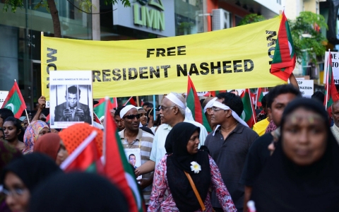 Thumbnail image for Several thousand protest in the Maldives over ex-president's arrest 