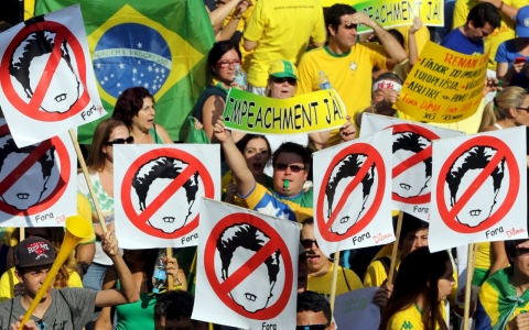 Thumbnail image for Tens of thousands protest in Brazil to say, 'Dilma must go'