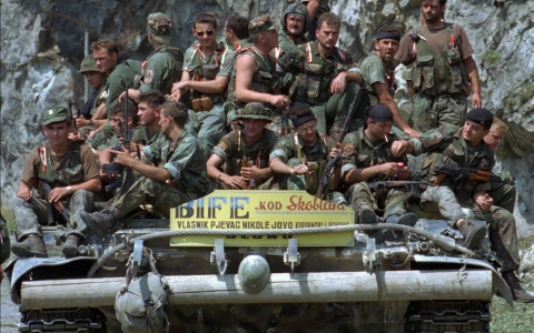 Croat soldiers celebrate the successful retaking of the town of Slunj, 60 miles south of Zagreb, on Aug. 7, 1995. 