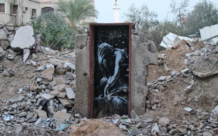 Banksy brings art and attention to battle-scarred Gaza