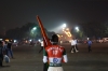 Tendulkar fan Sudhir Kumar Chaudhary leaves a stadium after a cricket match in Kolkata.