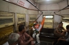 Sudhir Kumar Chaudhary, a Tendulkar fan, on a tram after a cricket match in Kolkata.