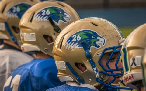 To honor the victims of last year's Sandy Hook Elementary School shooting, Newtown High School's football team, which dedicated the season to the victims, wore a "26" decal on their helmets.
