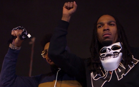Darren Seals, right, has been protesting against police brutality in the months following Michael Brown's death.