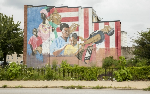 One of many beautiful murals located in mostly vacant areas of West Baltimore.