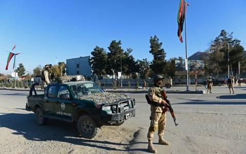 Afghan policemen stand guard in Kabul on Nov. 19, 2013. 