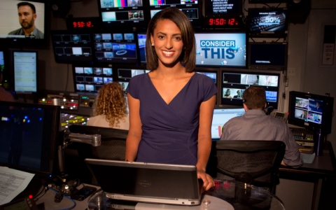Hermela Aregawi in the Consider This control room.