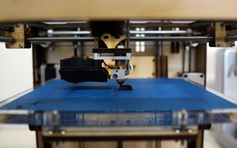 An Ultimaker 3-D printer at work on May 9, 2013 in New York City.