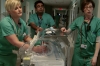 A newborn being transported in a hospital in Ohio.