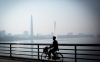 cyclist on bridge