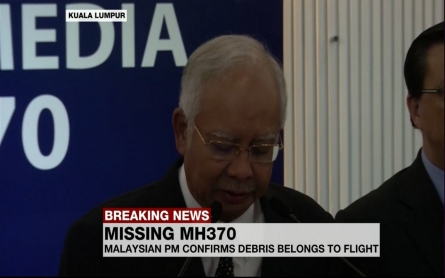 Malaysian PM confirms debris belongs to Flight MH370