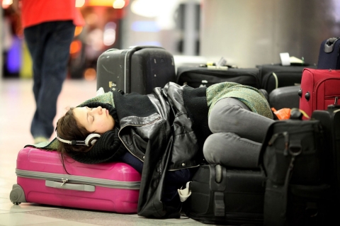 Sleeping at airport