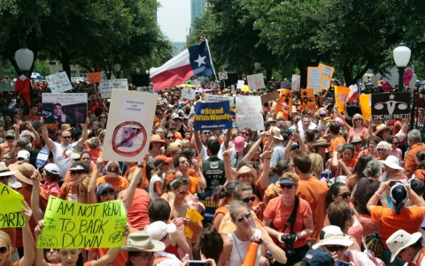 People rally in support of Texas women's right to reproductive decisions on July 1, 2013 in Austin, Texas (Getty/Erich Schlegel).
